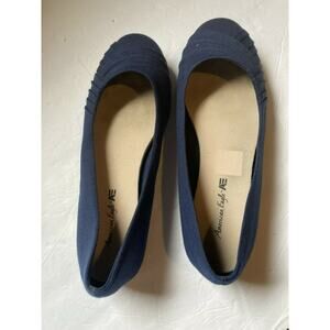 AMERICAN EAGLE Bree Blue Womens Size 6.5W Fabric Ballet Flats Slip On Shoes